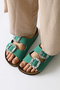 Venice Green Suede Stone Detailed Buckle Double Strap Women's Slippers Opportunity Product - 4