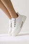 Rosella White Thick Sole Stone Detailed Lace-Up Women's Sneakers, Women's Sports Shoes Opportunity Product - 2