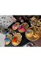 6-Piece Butterfly Round Gold Tea and Coffee Presentation Tray, Decorative Serving Tray 22cm for One Person - 6