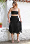 Organic Cotton Black Lined Woven Asymmetrical Elastic Waist Casual Skirt - 6
