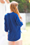 Dark Blue Judge Collar Buttoned Long Sleeve Pocketed Long Back Woven Casual Shirt - 8