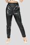 Girl's Lycra Fabric Elastic Waist Faux Leather Skinny Leg Pants - 2