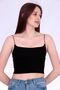 Women's Black Rope Strap Crop Fit Blouse - 2