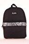 Black Zebra Patterned Basic Colors School Backpack - K1626
