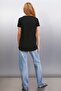 Samantha Women's 100% Organic Cotton Comfort Fit Long Back Basic Knitted Black T-Shirt - 6