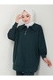 Women's Modest Pants Set with Slit Pant Leg and Collar Detail - 5