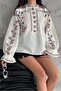 Women's Ankles Drawstring Prevailing Collar Full Embroidery Embroidered Cotton Shirt - 2