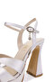 Women's Textile Beige Heeled Sandals - 4