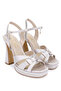 Women's Textile Beige Heeled Sandals - 2