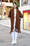 V-Neck Short Sleeve Skirt with Tassels Solid Color Side Stitching Midi Length Knitwear Shawl Look Poncho