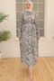 3990 Satin Hijab Dress Gray