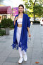 V-Neck Short Sleeve Skirt with Tassels Solid Color Side Stitching Midi Length Knitwear Shawl Look Poncho