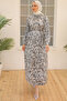 3990 Satin Hijab Dress Gray - 5