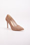 Women's Stiletto Thin High Heeled Beige Suede Shoes - 4