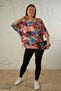 Women's Oversize Viscose Floral Bat Sleeve T-Shirt - Ethnic Shawl Pattern - 3