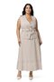 Plus Size Linen Double-Breasted Vest Skirt Beige Color Two-Piece Set - 5