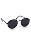 Unisex Black Round Oval Polarized Glass Sunglasses - 2