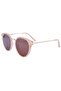 Women's Light Pink Gray Mirrored Round Oval Polarized Glass Sunglasses - 2