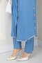 Women's Wooden Button Detailed Trousers Double Denim Suit - 8