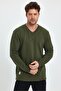 V-NECK LONG SLEEVE SWEAT 3 THREAD COLLAR STRIP DETAIL - 2