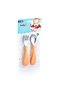 Orange Stainless Steel Fork and Spoon Set - Non-Spill Plate, Salmon - 3