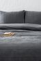 100% Cotton Double Anthracite Pique Set - Series 210X220 cm - 2 Pieces 50X70 cm Pillowcases - 2