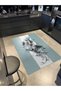 Turquoise Themed Themed Woven Base and Washable Carpet Miravip9341 - 2