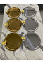6-Piece Butterfly 3 Silver 3 Gold Round Presentation Tray Decorative Serving Tray for Tea, Coffee 22 cm