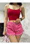 Women's Rubber Rope Strap Sandy Fabric Crop Blouse Bustier - 2