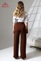 Women's High Waist Pleated Buttoned Stretch Fabric Flexible Comfortable Fit Palazzo Pants - 7