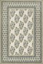 Green Framed Cream Pastel Painted Floral Decorative Washable Carpet Miravip9001