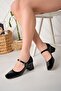Women's Closed Back Black Patent Leather Single Strap Zenne Shoes - 2