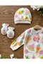 Organic Cotton 3-Piece Newborn Hospital Outlet Set with Gloves and Hat Booties Overalls Set Cupcake - 3