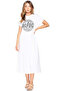 Acdc White Crew Neck Short Sleeve Combed Cotton Long Dress in the Circle