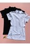 Women's Cotton Lycra 2-Piece Black and White Color Short Sleeve Turtleneck Athlete-Body Suit