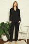 Buttoned Front V-Neck Soft Lace Winter Lycra Wool Viscose Pajamas Set - 2