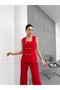 Square Collar Stone Buttoned Vest Trousers Double Breasted Set - 4