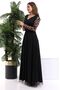 Black 3D Daisy Boat Neck Kiloş Dress F115 - 3