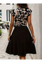 Women's Short Sleeve Sleeve Ruffle Detail Mini Belted Flared Crepe Dress - 2