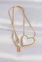316L Steel Chain Gold Color Marble Pattern Heart Necklace - 2