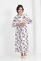 Girl's Lined Full-Length Floral Patterned Long Chiffon Dress with Non-Interior Necklace Detail - 5