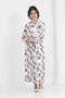 Girl's Lined Full-Length Floral Patterned Long Chiffon Dress with Non-Interior Necklace Detail - 4