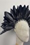 Black Dali Feathered Stone Bridal Henna Crown Accessory - 2