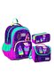 Girl's Three-Compartment Primary School Bag Set - Purple Pink Ice Cream Pattern