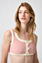 X Melodi Powder-Cream Ribbed Square Neck Bikini Top Vintage Top
