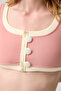 X Melodi Powder-Cream Ribbed Square Neck Bikini Top Vintage Top - 4