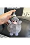 Miniature Gray Eyeglassed Furry Keychain Doll 10cm Fluffy Plush Toy