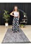 Women's Mosaic Flower Patterned Ruched Lycra Woven Pants Skirt