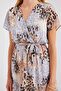 2502 Short Sleeve Print Chiffon Dress - Gray - 5