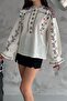 Women's Ankles Drawstring Prevailing Collar Full Embroidery Embroidered Cotton Shirt - 4
